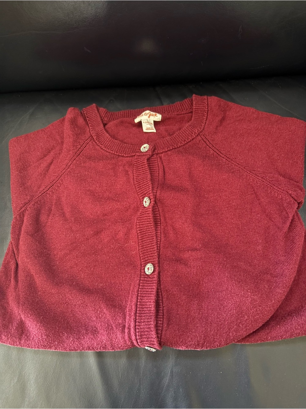 Cat & Jack Girls Wine-Red Button Front Cardigan